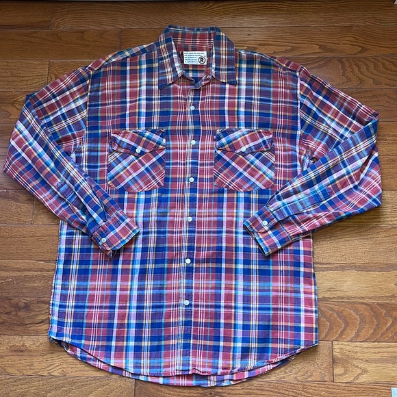 RARE Men’s RAGZ Plaid Shirt Snap Up Front OOAK Vintage VTG Size Large L - Picture 1 of 10